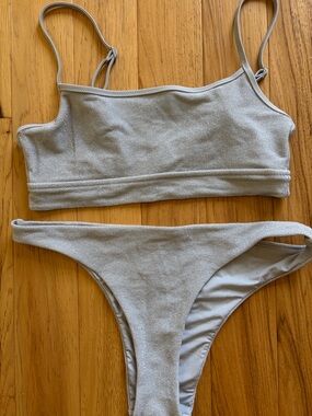 aerie swim- Silver Sparkle Bikini Set